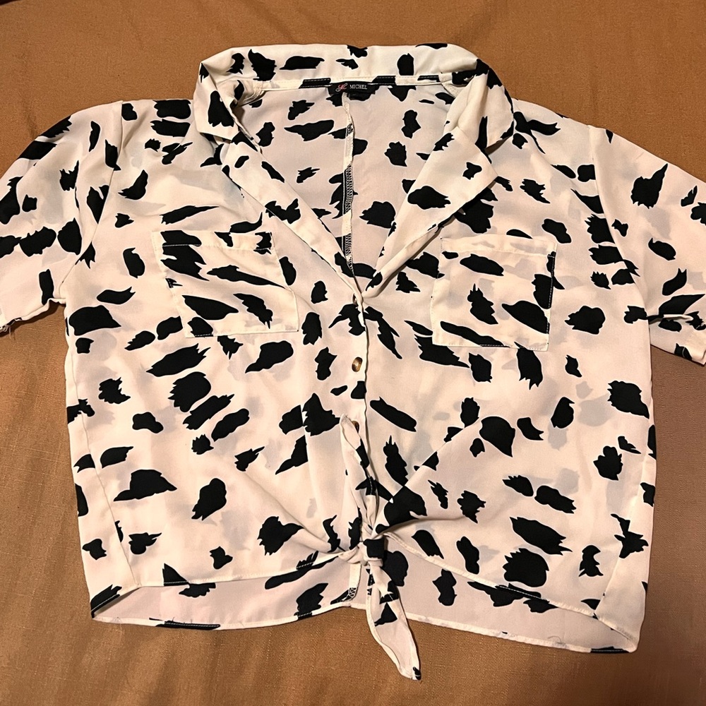 Cow print cropped top